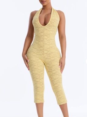 Fashion Nova Midnight Strolls Backless Lace Jumpsuit